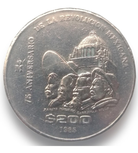 Moneda 200 Pesos 75 Aniversario Revolución 1985