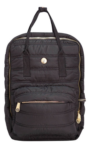 Mochila Cartera De Mujer Amayra Urbana Estilo Puffer - Color Negro Diseño de la tela Liso