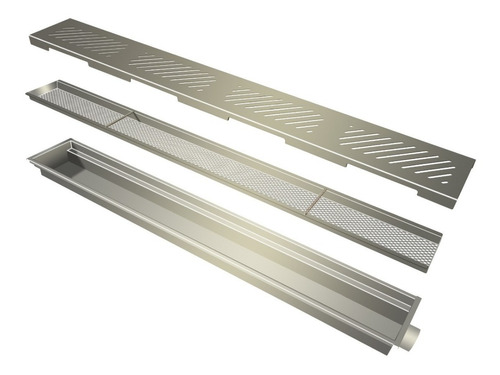 Ralo Inox Grelha Linear 200x15 C/ Cesto Coletor Extremidade