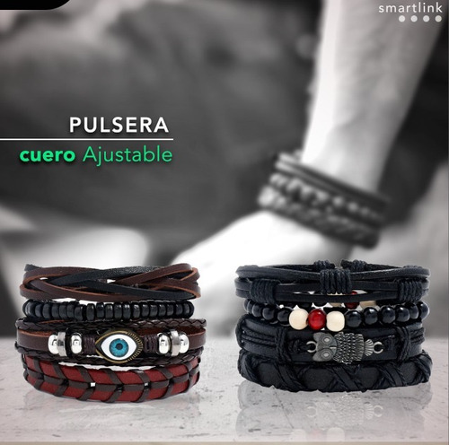 Pulsera Para Hombre De Cuero 4 Pulseras