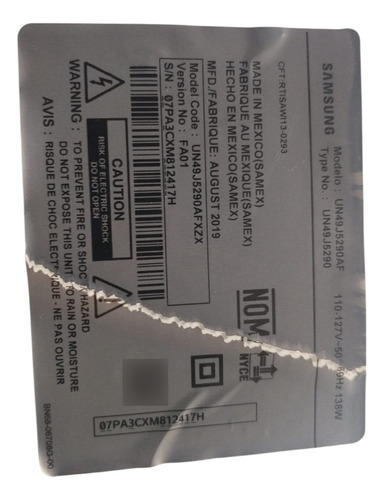 Boton Samsung Un49j5290afxzx (Usado)