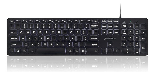 Teclado Negro Retroiluminado Letras Grandes Usb Perixx