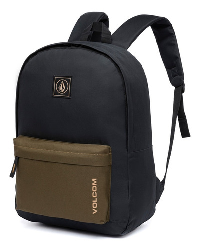 Mochila Volcom Faculdade Bolsa Escolar Resistente Cor Preto Desenho Do Tecido Liso