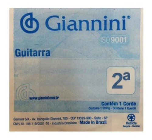 Corda Giannini Avulsa Guitarra 2ª Segunda Si 009 Geegst9.2