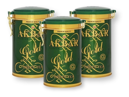 3 Tarros De Té Akbar Verde Gold (275 Gramos Cada Uno)