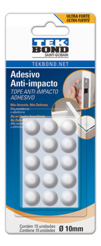 Tope Anti Impacto Adhesivo Tekbond Gota 10mm (x 15 Un)