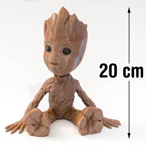 Imagem 1 de 5 de Boneco Baby Groot 3d (guardiões Galáxias) Cabeça Movel 20cm