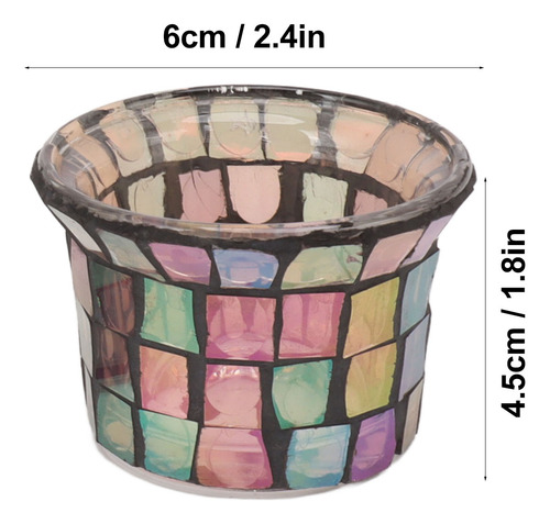 Candelabro De Vidrio Macizo, Portavelas De Mosaico, 6 Piezas