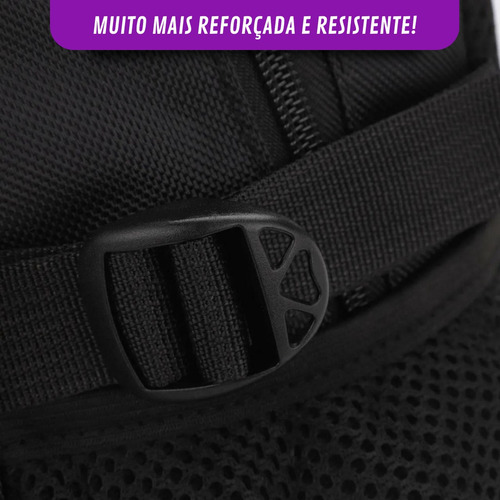 Mochila Notebook Bolsa Escolar Execultiva Reforçada Premium Cor Preto Desenho do tecido Liso