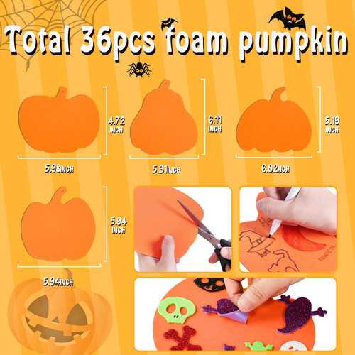 Calcomanías De Espuma De Calabaza Halloween Kit Manualidades