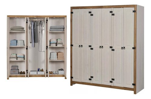 Armario Ropero Closet Placard Madera Maciza 6 Puertas Pino