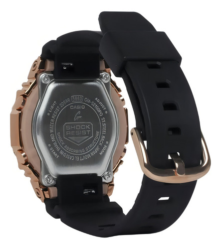 Reloj Casio Gm-s2100 Para Dama Color De La Correa Negro Color Del Bisel Oro Rosa