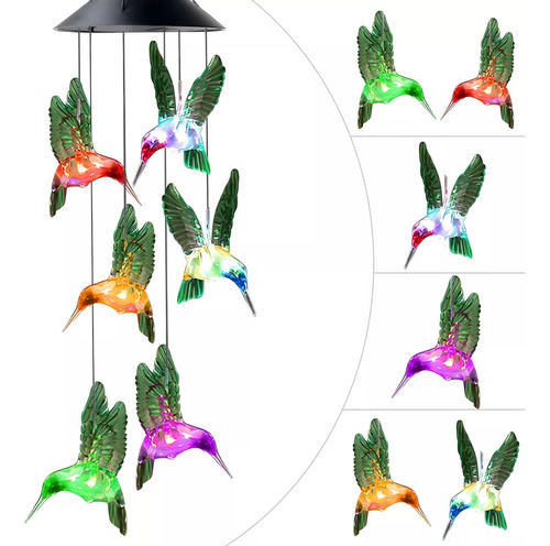 . Luces Led Solares Decorativa Carillón De Viento De Colibrí