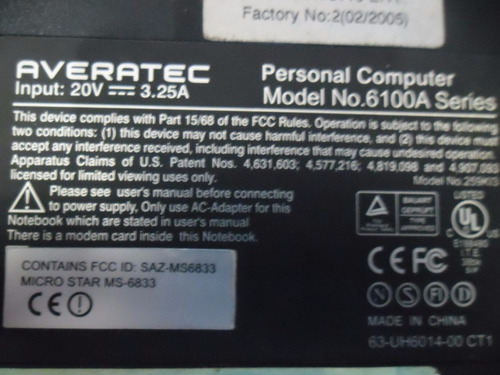 Adaptador Unidad Dvd Para Notebook Averatec 6100 Series (Usado)