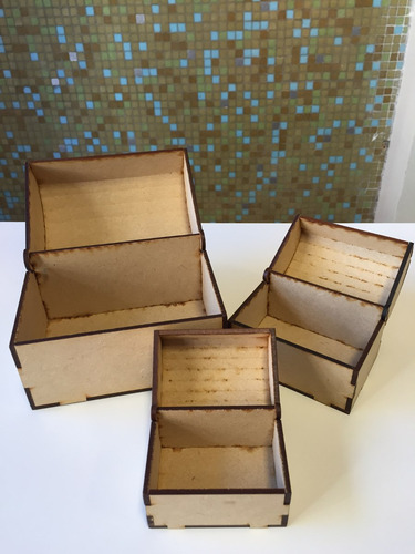 Imagen 2 de 4 de 20 Cofres Souvenir Fibrofacil Corte Láser. 13,5x9,5x10