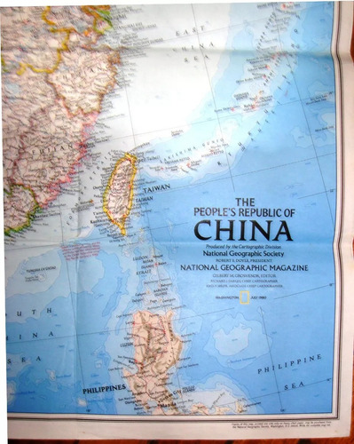 Mapa China Politico Pueblos National Geographic 100x80 Cms (Usado)