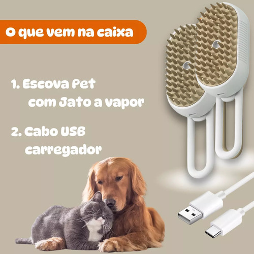 Escova Para Gatos Removedor De Pelos Pet Vapor Com Cabo 360