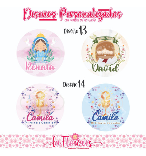 60 Etiquetas Stickers Primera Comunión Con Nombre 5 C.m