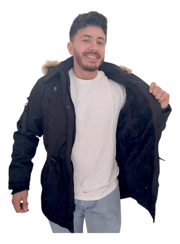 Campera Hombre Parka Corderito Capucha Desmotable Polo Club