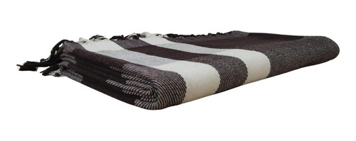 Manta Decorativa Cama King Bege Com Marrom 2,55 X 2,35 M