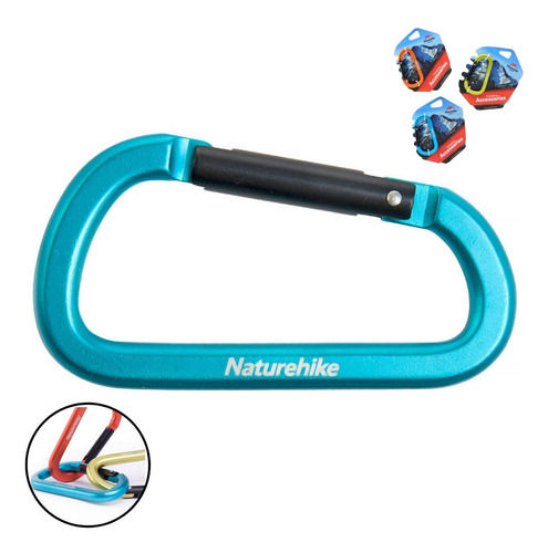 Mosquetão Chaveiro Keylock 8 Cm Alumínio Camping Naturehike Cor Azul