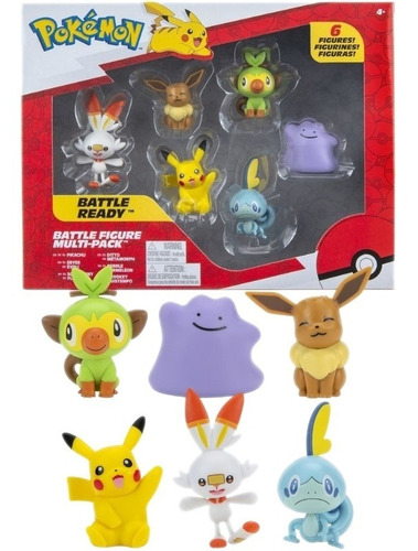 Ditto Sobble Grookey Scorbunny Eeve Pikachu Pokemon Jazwares