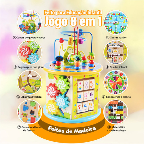 Camewin Brinquedo Caixa De Madeira Atividades Educativo Sensorial Atividades Em Cubos