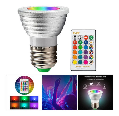 Imagem 4 de 7 de Lâmpada Led Com Controle Remoto Muda De Cor Rgbw 5w Rixme