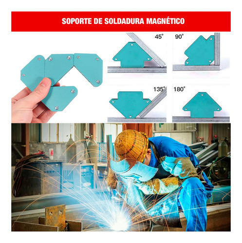 Careta Casco De Soldar Total + Escuadras Magnéticas + Guante