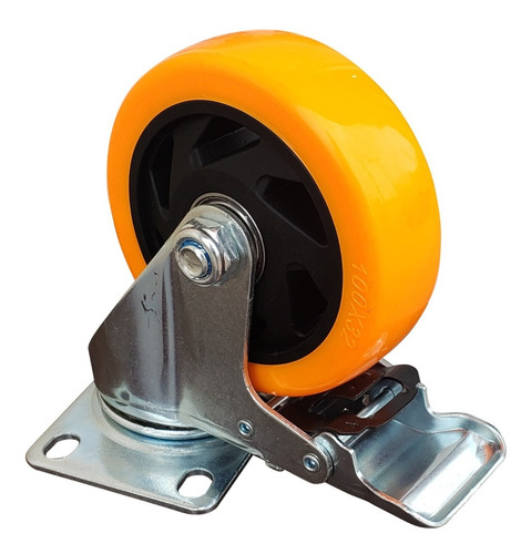 Imagen 6 de 10 de Kit 8 Ruedas Giratorias Pvc 100x32 Mm 4 C Freno Acero Mueble
