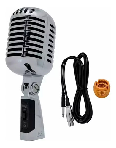 Microfone Vintage Stagg Sdmp40cr Contra Vento + Cabo