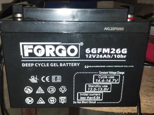 Batería De Gel 12v 26ah Ciclo Profundo Forgo