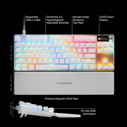 Teclado Steelseries Apex Pro Tkl Gen 3 Blanco Omnipoint 3.0