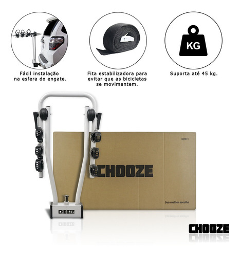 Suporte Para 3 Bikes Chooze Hang 3 Cinza