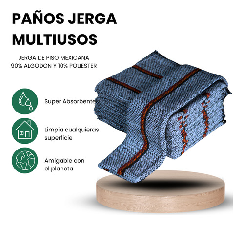 Pack De 20 Paños De Jerga 1 Mt X 50 Cm Azul Acero