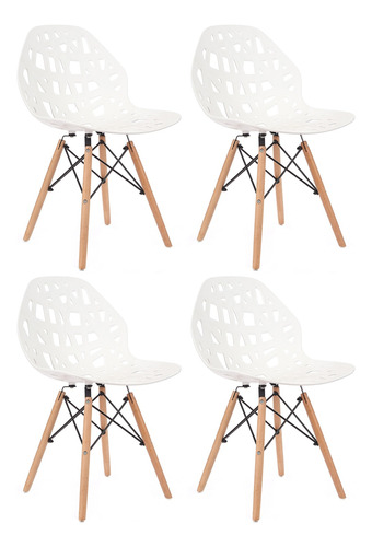 Silla Diseño Akron Eames De Comedor Moderna Set X4