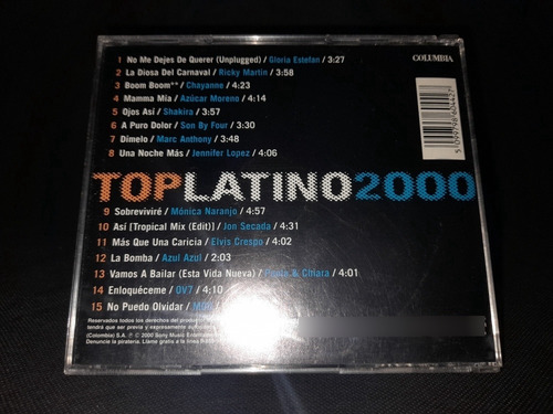 Top Latino 2000 Monica Naranjo Cd Original Pop Shakira Jlo (Usado)