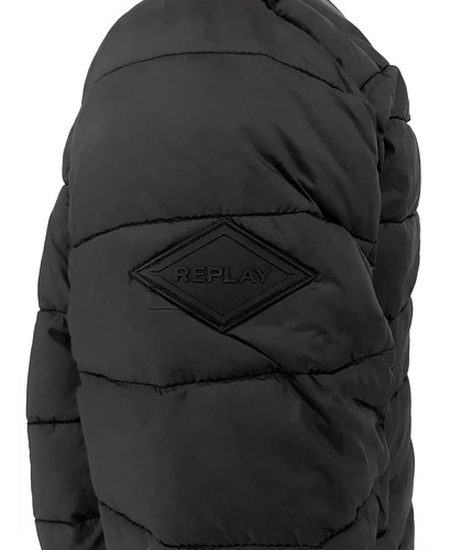 Jaqueta Replay Masculina Nylon Matelassê Preta