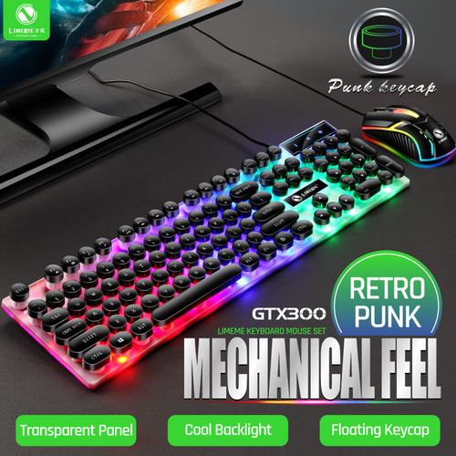 Combo De Teclado Y Ratón Retroiluminado Con Cable Con Diseño