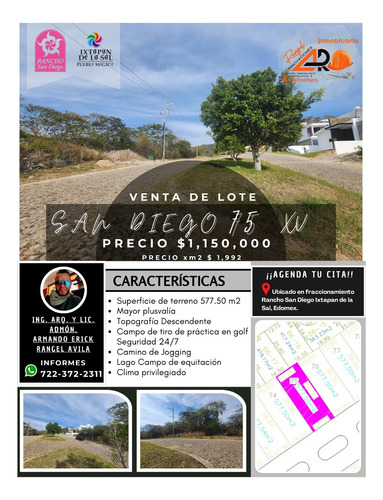 Venta Lote San Diego 75 Mz Xv Con Todos Los Servicios Y Vistas Panorámicas En Fracc Rancho San Diego Ixtapan De La Sal Edomex Y Proyecto Arquitectónico Incluído