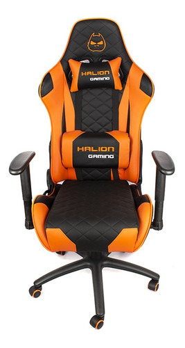 Silla Gamer Reclinable 180 Halion Ha-s41 Negro Con Naranja