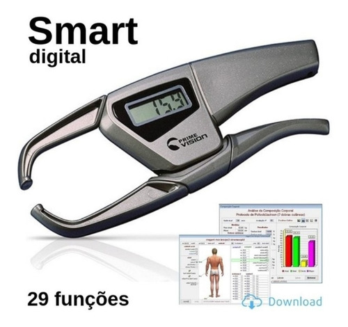 Imagem 2 de 5 de Adipômetro Científico Digital Smart Cinza Com Software