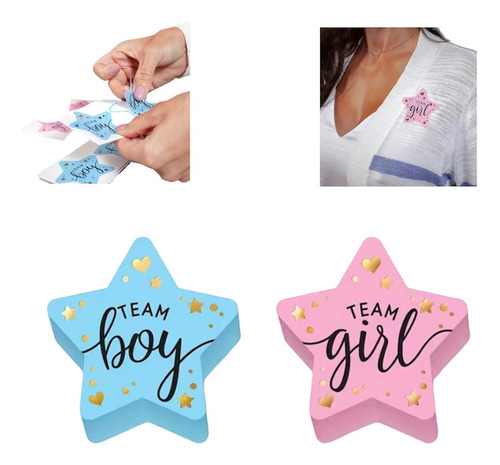 Stickers Estampas Revelación De Genero Baby Shower 20 Pcs