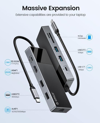 Hub Usb C A Adaptador Multipuerto, Estación De Acoplamiento