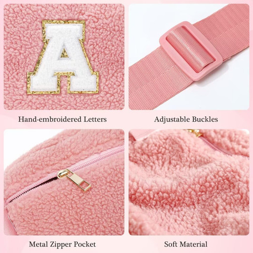 Riñonera Cruzada Yoolife Iniciales Bolsa Polar Rosado A Color Diseño De La Tela