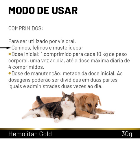 Suplemento Vitaminico Hemolitan Gold Vetnil 30 Comp.