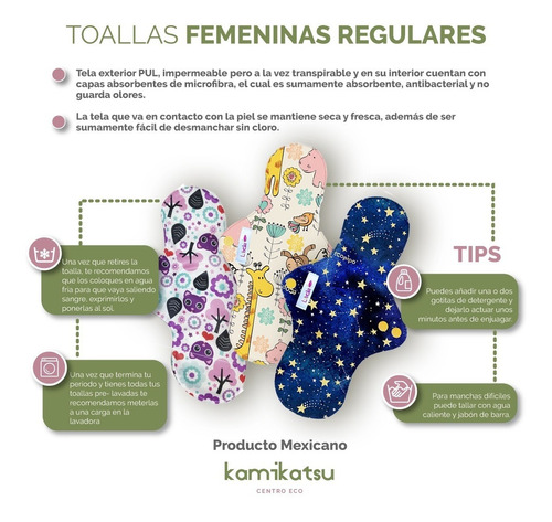 Imagen 1 de 2 de Pack 3 Toallas Femeninas Ecológicas Lubella. Tamaño Regular.
