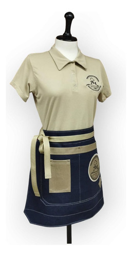 Uniforme Delantal + Camiseta Polo Bordadas Con Logo O Nombre