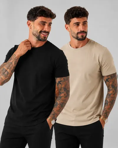 MLB 6184935188 Kit 2 Camiseta Masculina Malha Peruana Premium JM