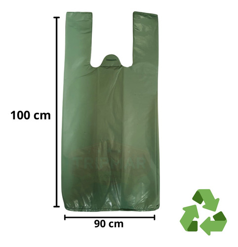 Sacola Plástica Reciclada Reforçada 90x100 Verde - 4 Kg